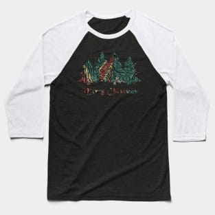 Chirstmas Line Art Tree Pattern Baseball T-Shirt